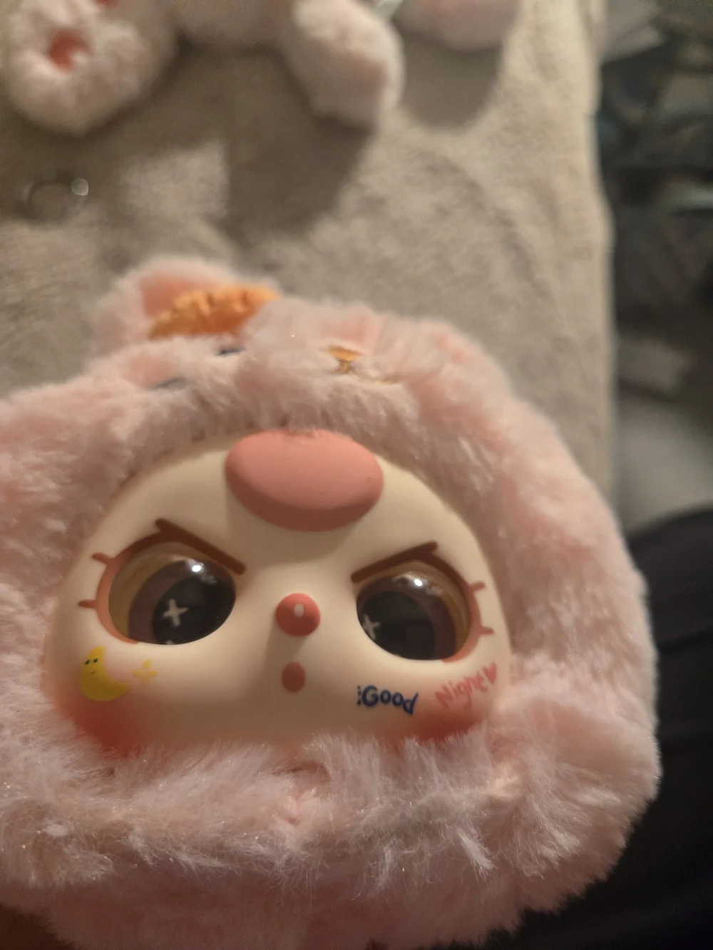 Pink Plush Bunny-Faced Kids Squishy Toy with Carrot Accent
